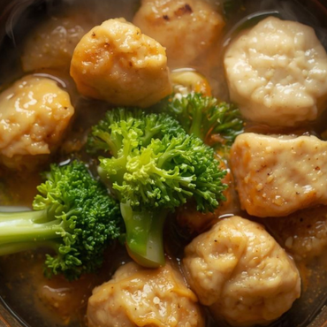 una calda bowl con gnocchi grandi e brccoli